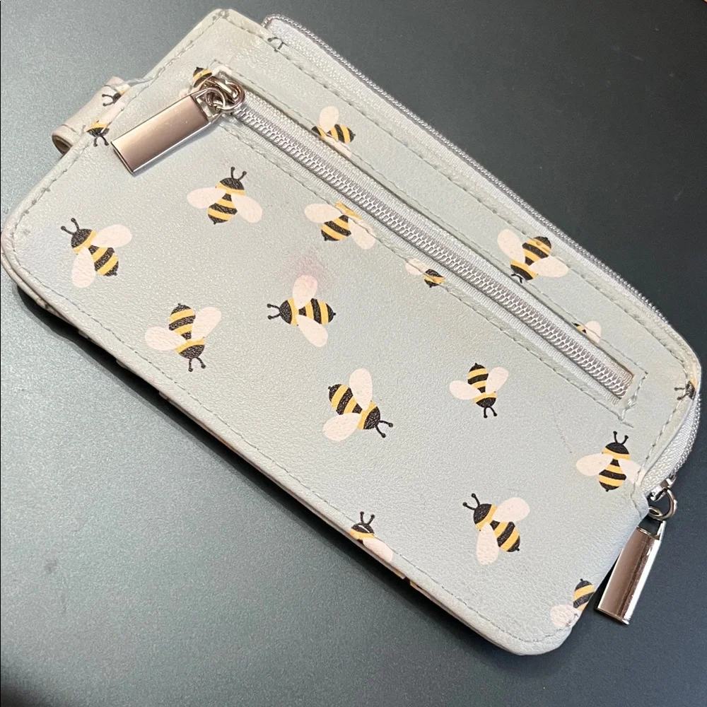 Bee Pattern Wallet with Snap Closure